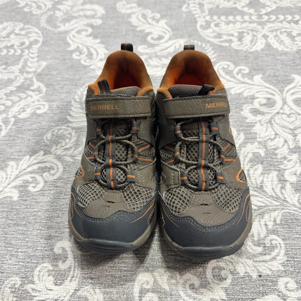 Merrell Trail Chaser Boys Hiking Trail Sneakers Gray Orange Hook & Loop